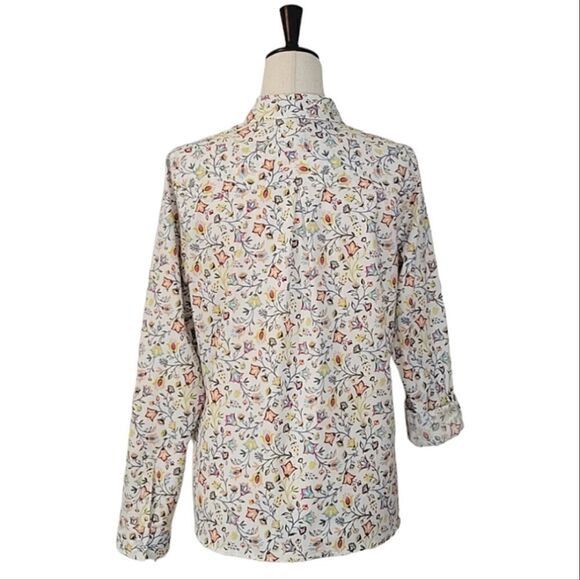 Croft & Barrow Multi Color Floral Roll Tab Sleeve Button Down Shirt Size S - Picture 4 of 9